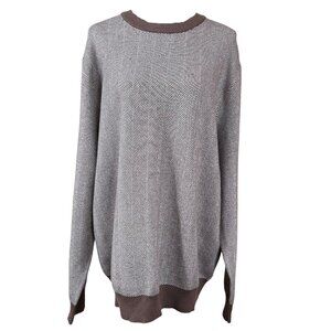 Lachlan British Inspired Brown Tan Crew Neck Long Sleeve Tweed Sweater Size XL